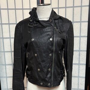 Women's Black Leather Moto Jacket